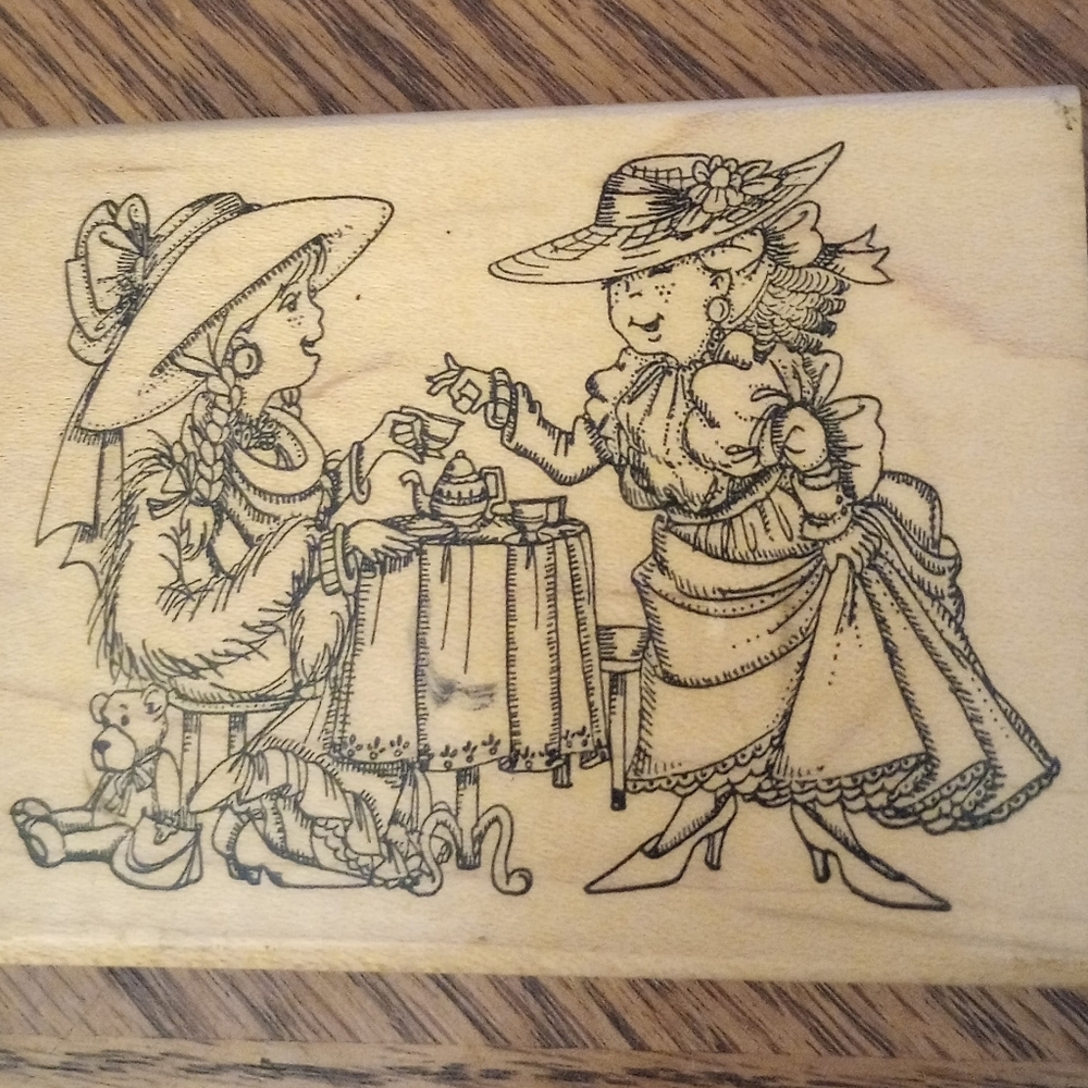 6 Teacup / tea party wooden rubber stamps